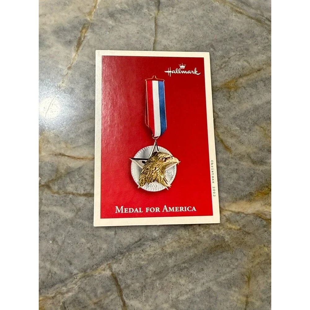 Hallmark Medal for America Keepsake Ornament Christmas 2002 Metal Pewter New,Box